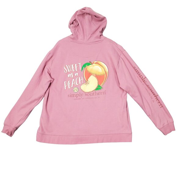 SIMPLY SOUTHERN Womens Hoodie‎ SZ XL Pullover Sweet As A Peach Soft Comfy Cozy - Picture 1 of 10